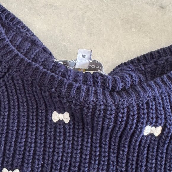 Coquette Girl Crop Embroidered Bow Sweater - Picture 4 of 9